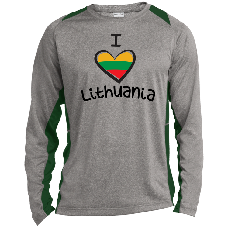 I Love Lithuania - Mens Long Sleeve Colorblock Activewear Performance T - Lithuania Strong