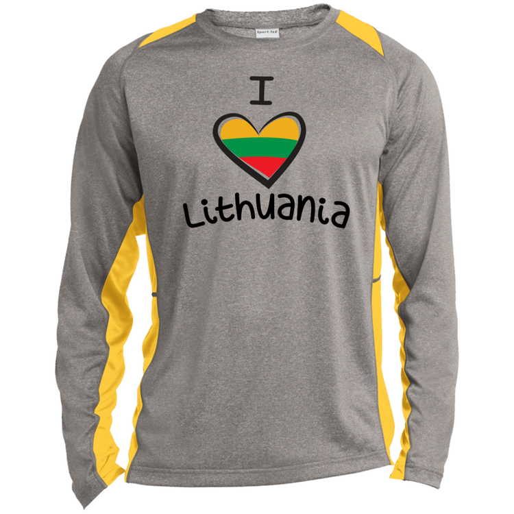 I Love Lithuania - Mens Long Sleeve Colorblock Activewear Performance T - Lithuania Strong