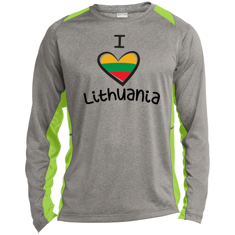 I Love Lithuania - Mens Long Sleeve Colorblock Activewear Performance T - Lithuania Strong