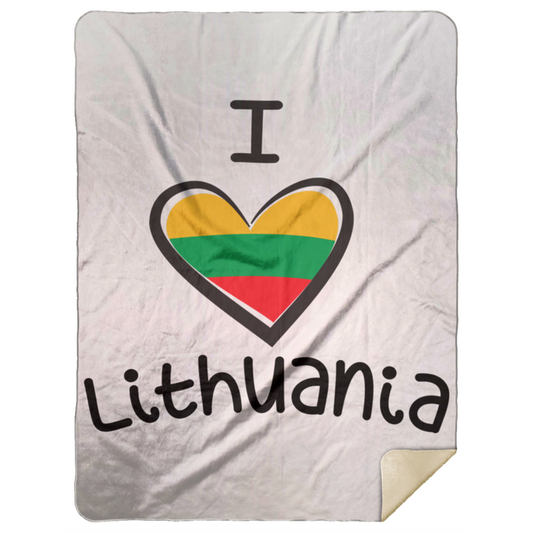 I Love Lithuania - Premium Mink Sherpa Blanket 60x80 - Lithuania Strong