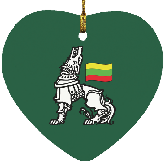 Iron Wolf Lietuva - MDF Heart Ornament - Lithuania Strong