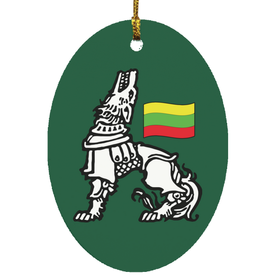 Iron Wolf Lietuva - MDF Oval Ornament - Lithuania Strong