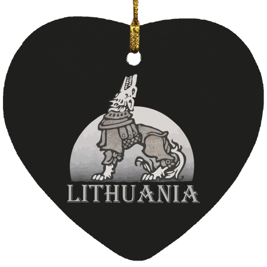 Iron Wolf Lithuania - MDF Heart Ornament - Lithuania Strong