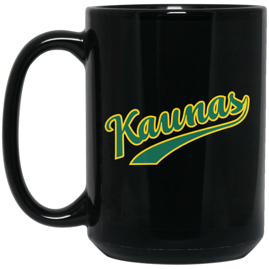 Kaunas - 15 oz. Black Ceramic Mug - Lithuania Strong