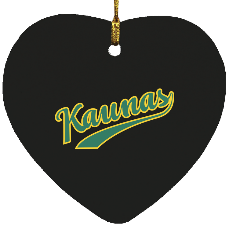 Kaunas - MDF Heart Ornament - Lithuania Strong