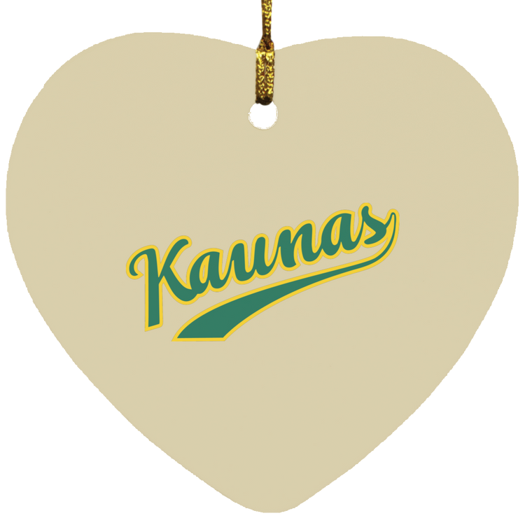 Kaunas - MDF Heart Ornament - Lithuania Strong