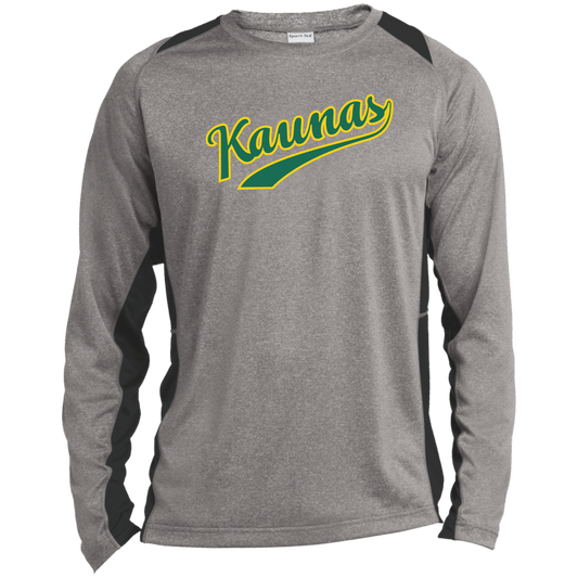 Kaunas - Mens Long Sleeve Colorblock Activewear Performance T - Lithuania Strong