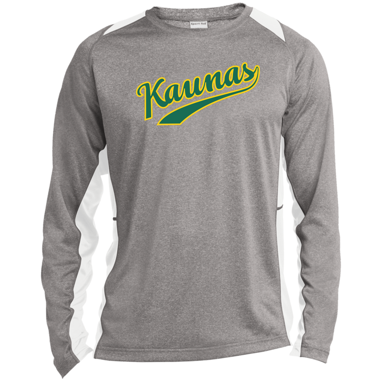 Kaunas - Mens Long Sleeve Colorblock Activewear Performance T - Lithuania Strong