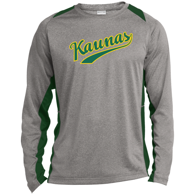 Kaunas - Mens Long Sleeve Colorblock Activewear Performance T - Lithuania Strong