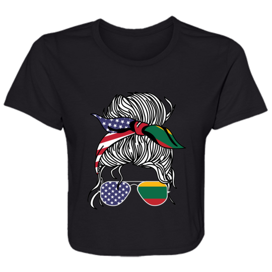 Laisve Freedom Woman - Womens BellaCanvas Flowy Cropped Tee - Lithuania Strong