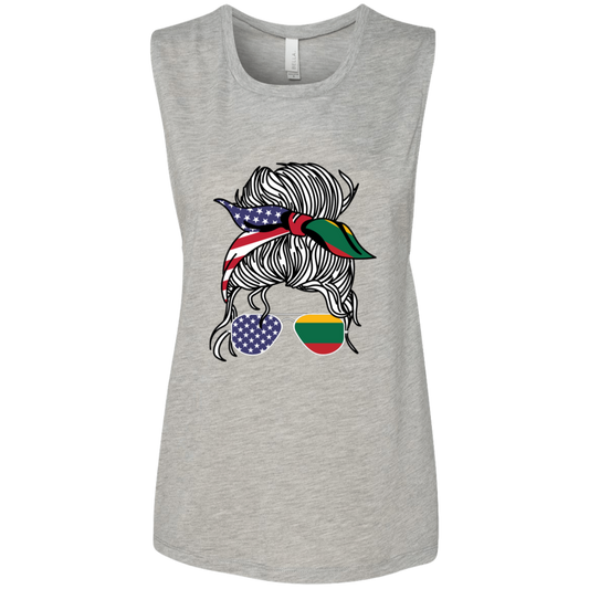 Laisve Freedom Woman - Womens BellaCanvas Flowy Muscle Tank - Lithuania Strong