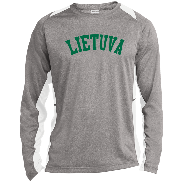 Lietuva - Mens Long Sleeve Colorblock Activewear Performance T - Lithuania Strong