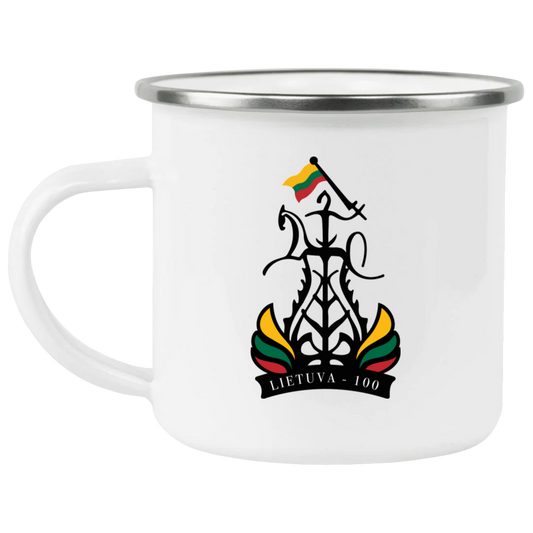 Lietuva 100 Restored - 12 oz. Enamel Camping Mug - Lithuania Strong