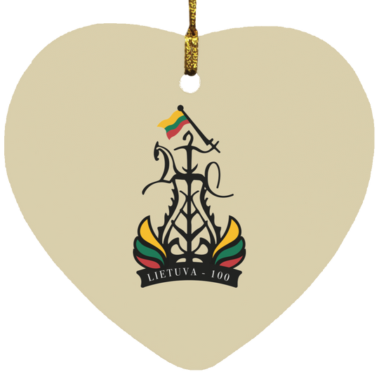 Lietuva 100 Restored - MDF Heart Ornament - Lithuania Strong