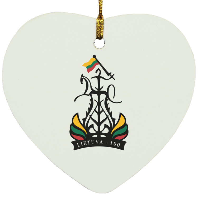 Lietuva 100 Restored - MDF Heart Ornament - Lithuania Strong