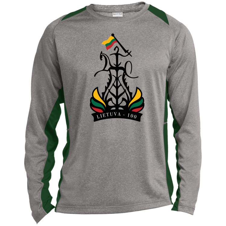 Lietuva 100 Restored - Mens Long Sleeve Colorblock Activewear Performance T - Lithuania Strong