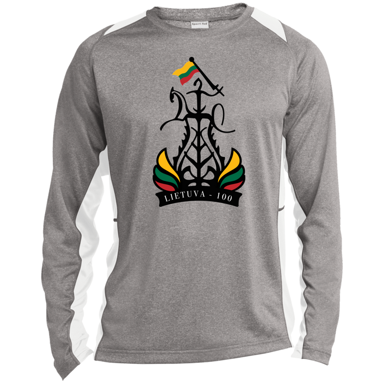 Lietuva 100 Restored - Mens Long Sleeve Colorblock Activewear Performance T - Lithuania Strong