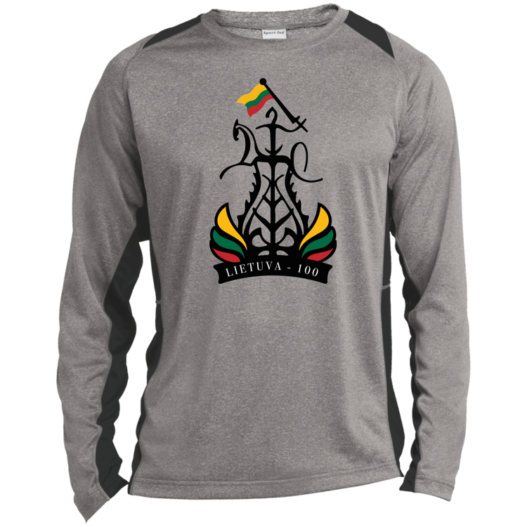 Lietuva 100 Restored - Mens Long Sleeve Colorblock Activewear Performance T - Lithuania Strong