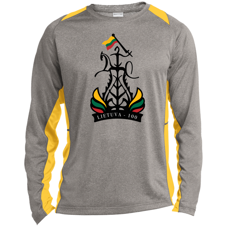 Lietuva 100 Restored - Mens Long Sleeve Colorblock Activewear Performance T - Lithuania Strong