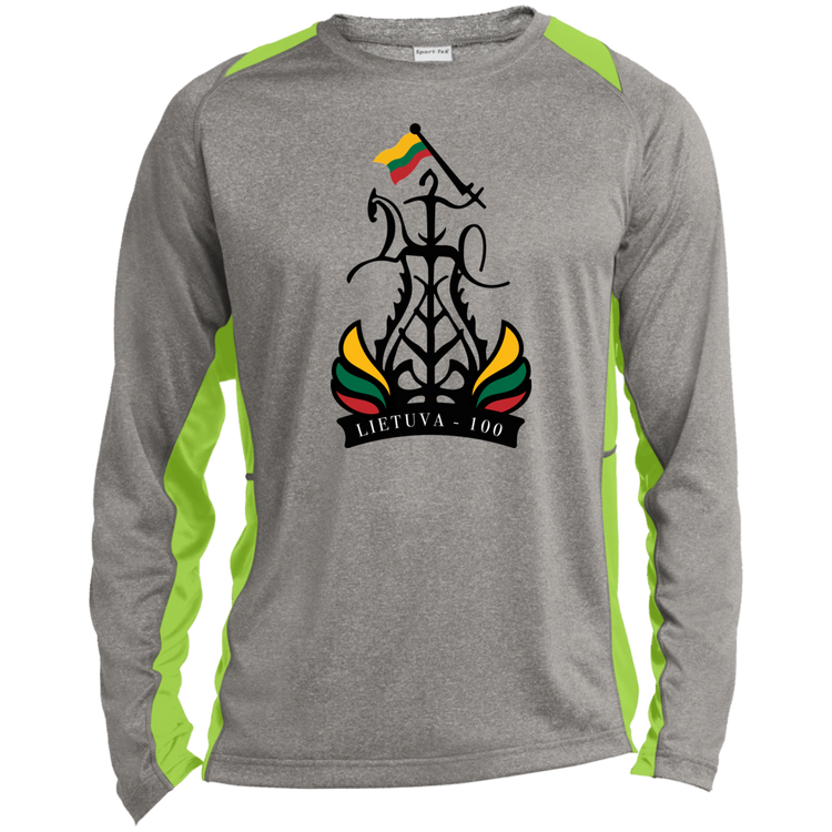 Lietuva 100 Restored - Mens Long Sleeve Colorblock Activewear Performance T - Lithuania Strong