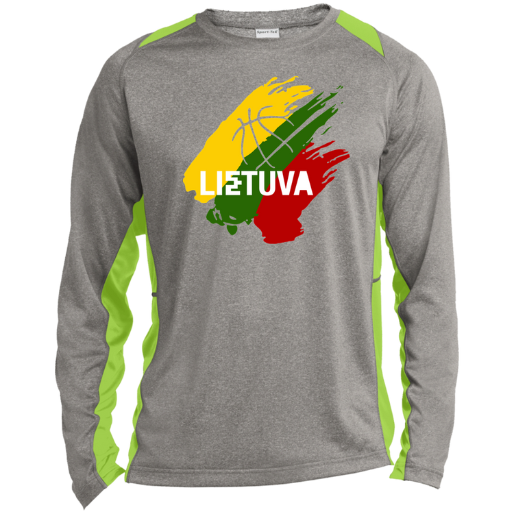 Lietuva BB - Mens Long Sleeve Colorblock Activewear Performance T - Lithuania Strong