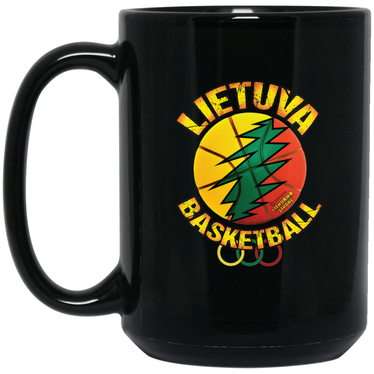 Lietuva Basketball - 15 oz. Black Ceramic Mug - Lithuania Strong