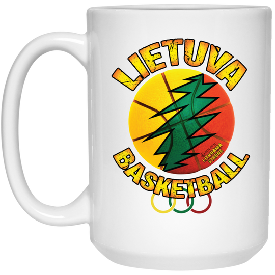 Lietuva Basketball -15 oz. White Ceramic Mug - Lithuania Strong