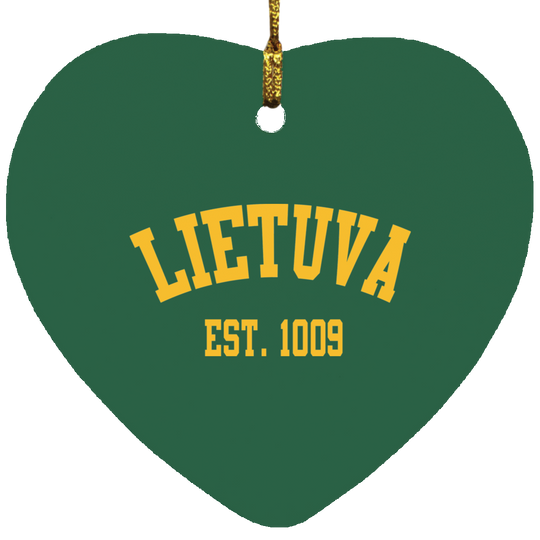 Lietuva Est. 1009 - MDF Heart Ornament - Lithuania Strong