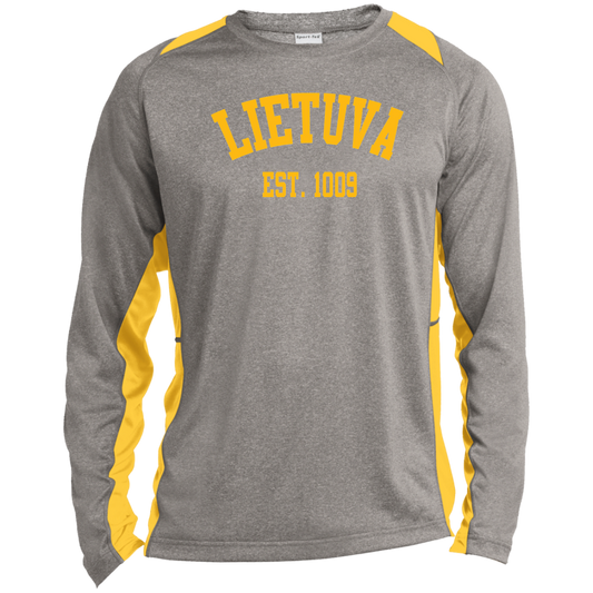 Lietuva Est. 1009 - Mens Long Sleeve Colorblock Activewear Performance T - Lithuania Strong