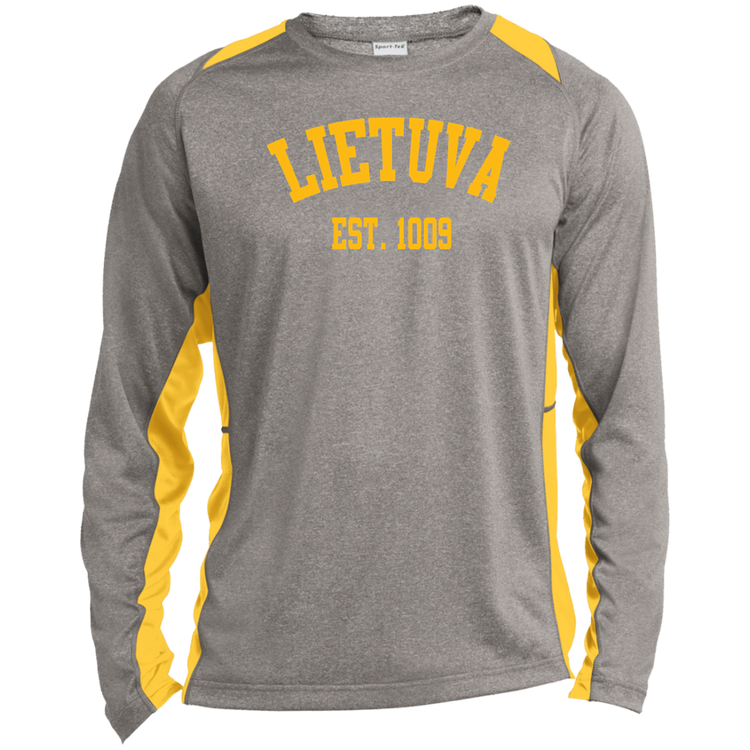 Lietuva Est. 1009 - Mens Long Sleeve Colorblock Activewear Performance T - Lithuania Strong