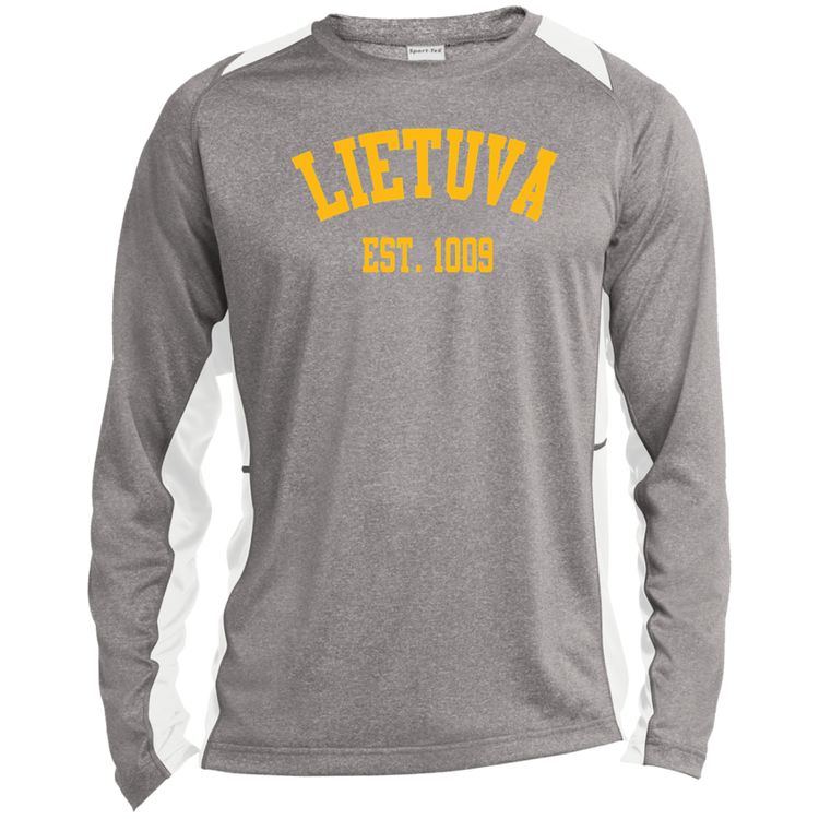 Lietuva Est. 1009 - Mens Long Sleeve Colorblock Activewear Performance T - Lithuania Strong