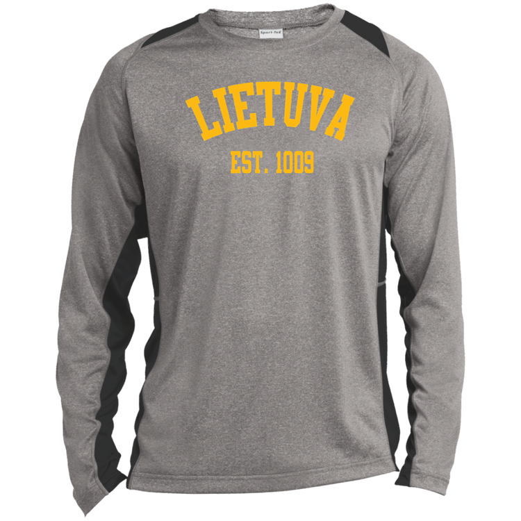 Lietuva Est. 1009 - Mens Long Sleeve Colorblock Activewear Performance T - Lithuania Strong