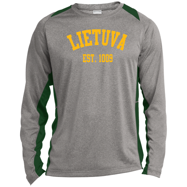 Lietuva Est. 1009 - Mens Long Sleeve Colorblock Activewear Performance T - Lithuania Strong