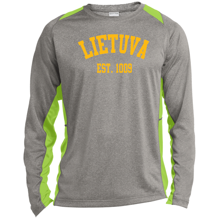 Lietuva Est. 1009 - Mens Long Sleeve Colorblock Activewear Performance T - Lithuania Strong