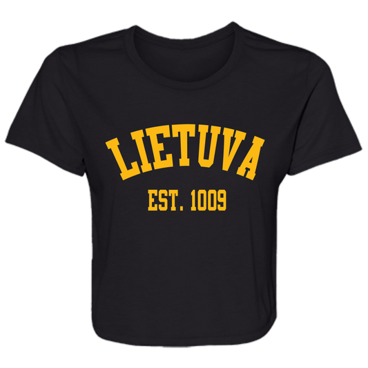 Lietuva Est. 1009 - Womens BellaCanvas Flowy Cropped Tee - Lithuania Strong