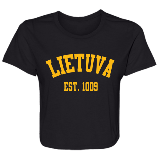 Lietuva Est. 1009 - Womens BellaCanvas Flowy Cropped Tee - Lithuania Strong