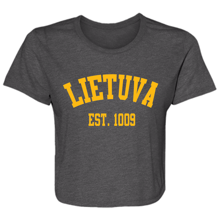 Lietuva Est. 1009 - Womens BellaCanvas Flowy Cropped Tee - Lithuania Strong