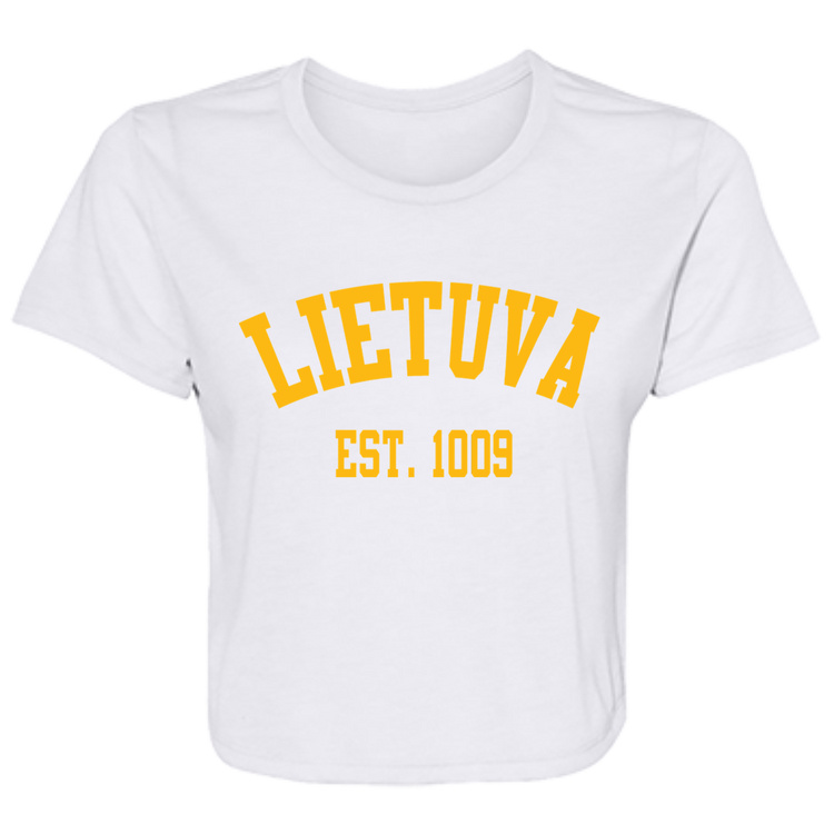 Lietuva Est. 1009 - Womens BellaCanvas Flowy Cropped Tee - Lithuania Strong