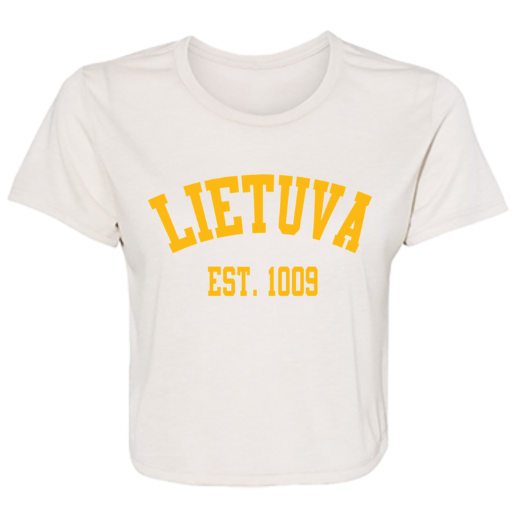 Lietuva Est. 1009 - Womens BellaCanvas Flowy Cropped Tee - Lithuania Strong
