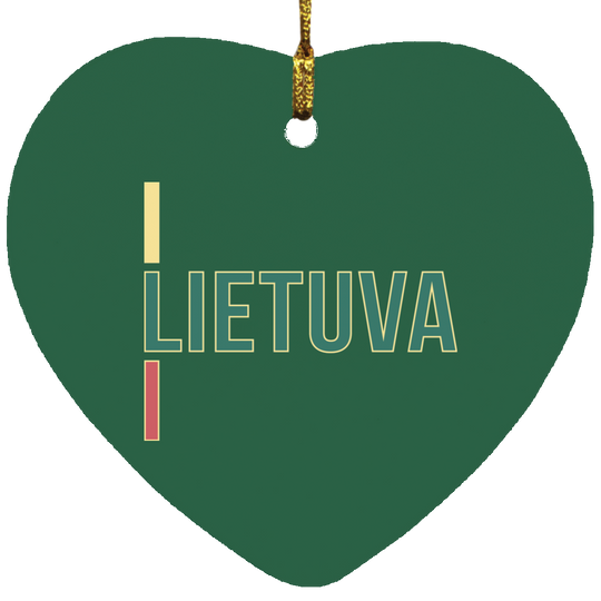 Lietuva III - MDF Heart Ornament - Lithuania Strong