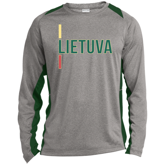 Lietuva III - Mens Long Sleeve Colorblock Activewear Performance T - Lithuania Strong