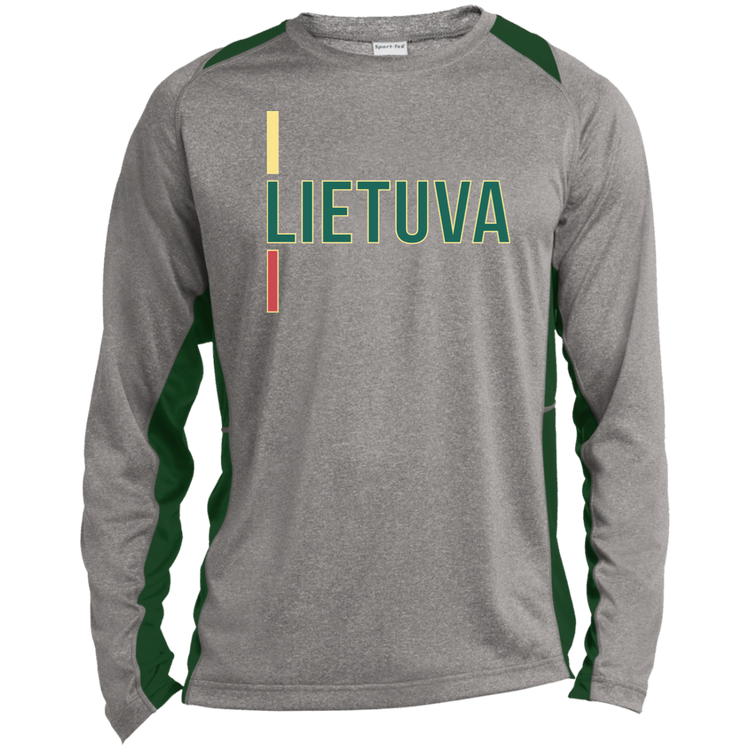 Lietuva III - Mens Long Sleeve Colorblock Activewear Performance T - Lithuania Strong