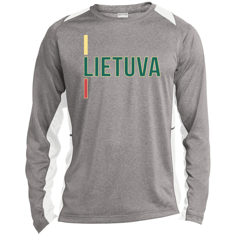 Lietuva III - Mens Long Sleeve Colorblock Activewear Performance T - Lithuania Strong