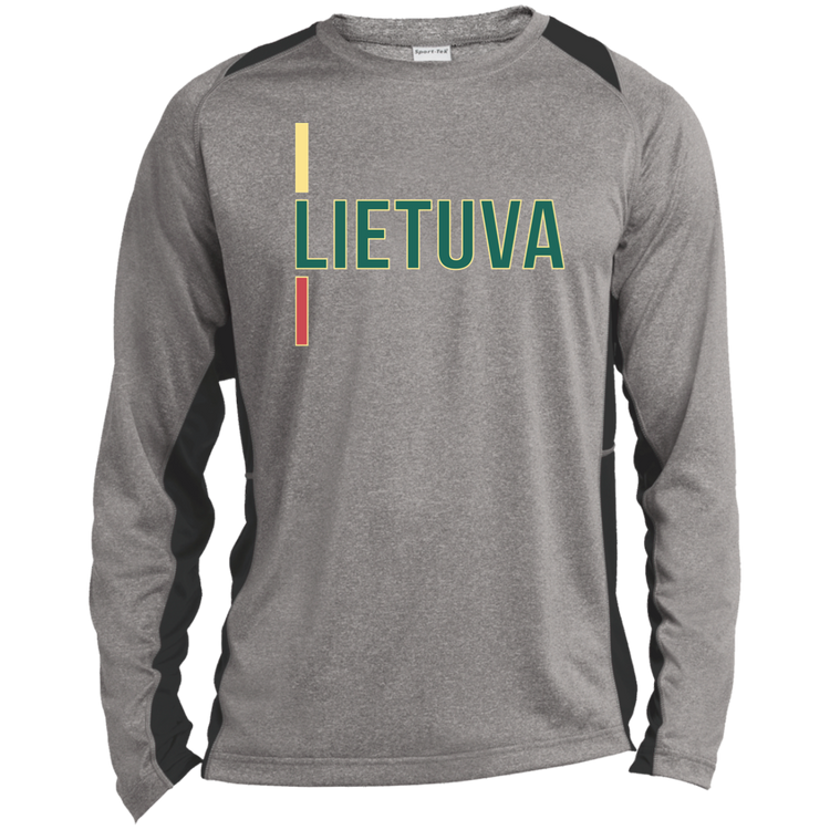 Lietuva III - Mens Long Sleeve Colorblock Activewear Performance T - Lithuania Strong