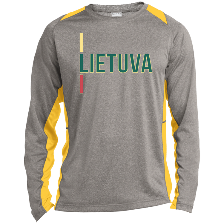 Lietuva III - Mens Long Sleeve Colorblock Activewear Performance T - Lithuania Strong
