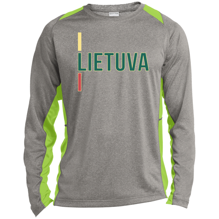 Lietuva III - Mens Long Sleeve Colorblock Activewear Performance T - Lithuania Strong