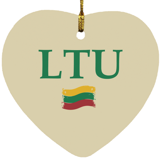 Lietuva LTU - MDF Heart Ornament - Lithuania Strong