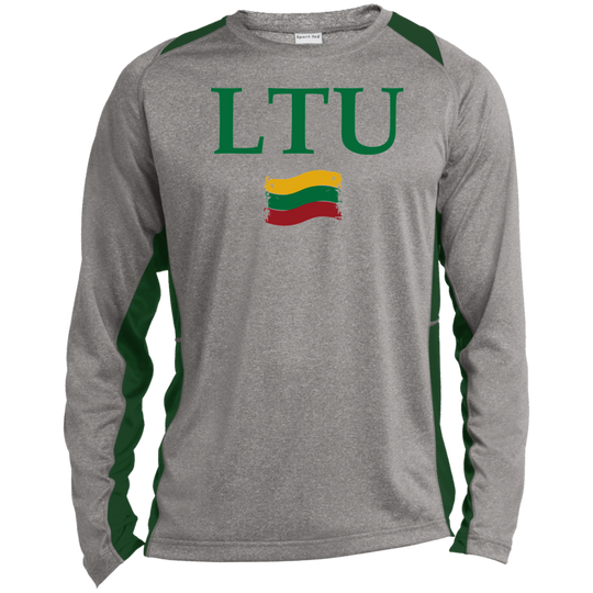 Lietuva LTU - Mens Long Sleeve Colorblock Activewear Performance T - Lithuania Strong
