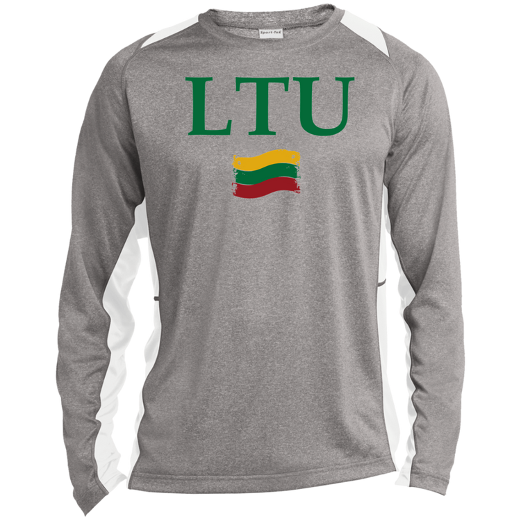 Lietuva LTU - Mens Long Sleeve Colorblock Activewear Performance T - Lithuania Strong