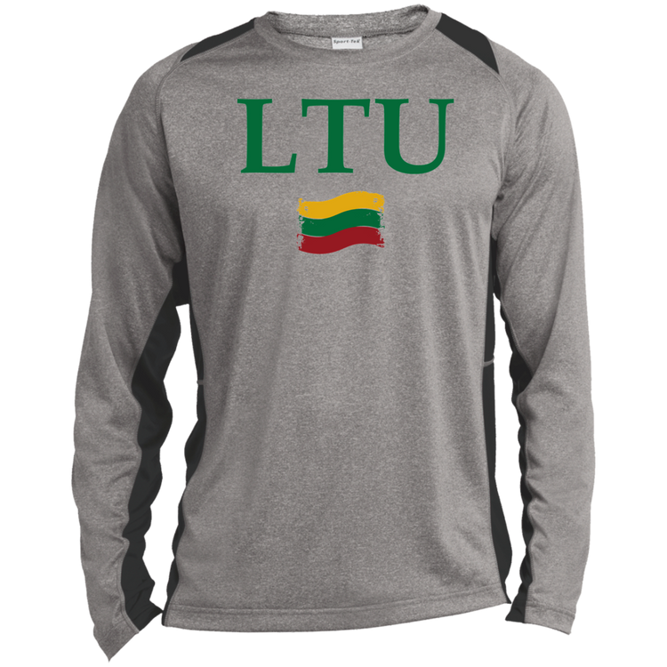 Lietuva LTU - Mens Long Sleeve Colorblock Activewear Performance T - Lithuania Strong